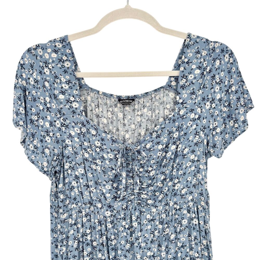 Bloomchic Ditsy Floral Tie Front Blue Midi Dress Size 18/20 - Picture 6 of 8